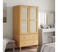 Wardrobe Clothes Storage Cabinet SENJA Rattan Look Solid Wood Pine vidaXL