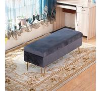 Wardrobe Shoe Storage Bench,Velvet with Tufted Footstool Rectangular Ottoman for Entryway Living Room Dark Grey Upholstered Bench Settee 100x40x43cm