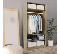 Wardrobe Smoked Oak 100x50x200 cm Engineered Wood 3 Compartments with 4 Shelves