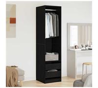 Wardrobe Smoked Oak 100x50x200cm Engineered Wood Closet with Drawer Slim Profile