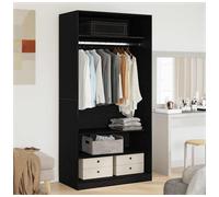 Wardrobe Smoked Oak 100x50x200cm Engineered Wood Closet with Shelf Modern 4-Comp