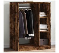 Wardrobe Smoked Oak 77x48x102cm Engineered Wood 3-Shelf Modern Storage Slim Unit