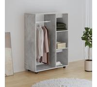 Wardrobe Smoked Oak 80x40x110 cm Engineered-Wood Closet Wheels 3-TierShelves Fix