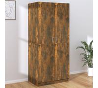 Wardrobe Smoked Oak 80x50x180 cm Engineered Wood 2-Door Hanging Closet Spacious