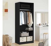 Wardrobe Smoked Oak Engineered Wood 100x50x200 cm Hanging + Shelves Versatile.