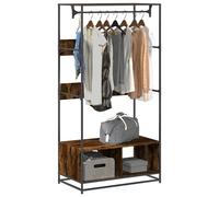 Wardrobe Smoked Oak Engineered Wood & Metal 90x50x180cm Black Industrial Storage