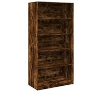 Wardrobe Smoked Oak Wood Composite 100 x 50 x 200 cm Compact with Storage Space, Clothes Rail and Shelves for Bedroom, Hallway, Dressing Room, Modern Organiser System