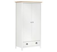 Wardrobe Solid Pine 89x50x170 cm Honey Brown 2-Door 1-Drawer with Shelf & Rail.