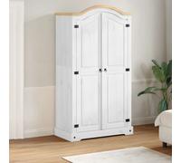 Wardrobe Solid Pine & Engineered Wood 102x52x186 cm Rustic White & Metal Handle