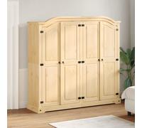 Wardrobe Solid Pine & Engineered Wood Brown 194x52x186 cm Metal Handles Rustic