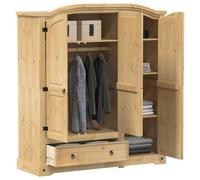 Wardrobe Solid Pine Honey 151.5x52x170 cm Tall Closet with Shelves & Drawer