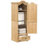 Wardrobe solid pine honey 55x52x170cm with metal handles & drawer w/ hanging