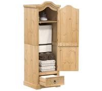 Wardrobe solid pine honey 55x52x170cm with metal handles & drawer w/ hanging