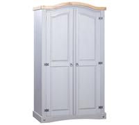 Wardrobe Solid Pinewood Grey/Brown 101x52x170cm Domed Top 2-Door Rustic w/Shelf