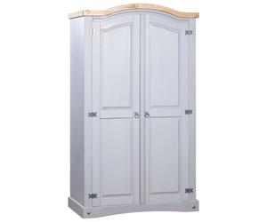 Wardrobe Solid Pinewood Grey/Brown 101x52x170cm Domed Top 2-Door Rustic w/Shelf
