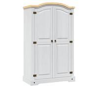 Wardrobe Solid Pinewood White 101x52x170cm Domed Top 2-Door Mexican Corona style