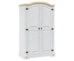 Wardrobe Solid Pinewood White 101x52x170cm Domed Top 2-Door Mexican Corona style