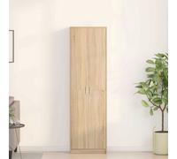 Wardrobe Sonoma Oak 55x25x189cm Engineered Wood 2-Door 5-Shelf Free-Standing UK