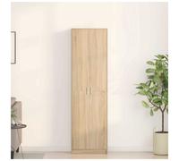 Wardrobe Sonoma Oak 55x25x189cm Engineered Wood 5 Shelves 2 Doors Indoor SlimFit