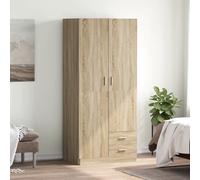 Wardrobe Sonoma Oak 80x52x180cm Engineered Wood 2 Doors 2 Drawers Rod Tall Slim