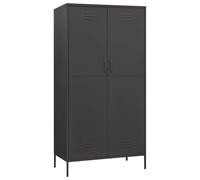 vidaXL Wardrobe Anthracite Steel Home Bedroom Hanger Clothing Storage Cabinet