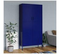 Wardrobe Steel Navy Blue 90x50x180cm 4 Adjustable Shelves Hanging Rod with vents