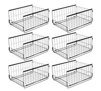 Wardrobe Storage Organiser 6 Pack Metal Sliding Shelves Organisers | Heavy-Duty, Rust-Resistant, Foldable Stackable Pull Out Wardrobe Organiser Baskets for Cupboard Kitchen Bathroom