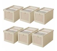 Wardrobe Storage Organiser Foldable - 6Pcs Drawer Organiser Clothes Fabric Storage Boxes Bin with Clear Window Shelf Stackable Clothing Storage Boxes for Underwear Jeans Pants Shirts Leggings Toy