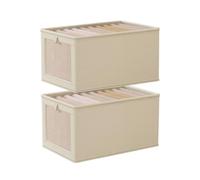 Wardrobe Storage Organizer Foldable - 2 Pcs Drawer Organizer Clothes Storage Boxes with Lids & Clear Window, Shelf Stackable Clothing Storage Boxes for Underwear Jeans Pants Shirts Leggings Toys
