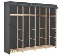 vidaXL Wardrobe Grey 200cm Fabric Clothes Storage Cupboard Cabinet Organiser
