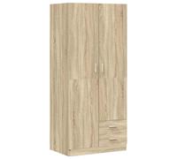 vidaXL Wardrobe with 2 Drawers Sonoma Oak Chipboard Clothing Cabinet Organiser