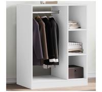Wardrobe White 77x48x102 cm Engineered Wood 3-Shelf Modern Minimal Storage+Extra