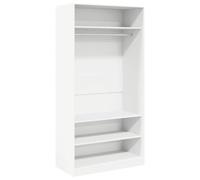 Wardrobe White Composite Wood 100 x 50 x 200 cm with Clothes Rail and 3 Compartments, Modern Storage Space for Bedroom, Hallway and Dressing Room, Compact and Easy to Clean