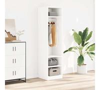 Wardrobe White Composite Wood 50 x 50 x 200 cm with Clothes Rail and 3 Compartments, Modern Storage Space for Bedroom, Hallway and Dressing Room, Compact Storage Solution for Order
