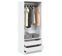 Wardrobe White Composite Wood 80 x 50 x 200 cm with Drawers and Compartment, Modern Storage Space for Bedroom, Hallway and Children's Room, Compact and Robust