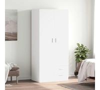 Wardrobe White Composite Wood 80 x 52 x 180 cm with Drawers and Clothes Rail, Modern Storage Space for Bedroom, Hallway or Children's Room, Compact Storage Solution