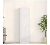 Wardrobe White Engineered Wood 55x25x189cm Modern Slim 2-Door 5-Shelf Storage XL