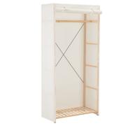 Wardrobe White Fabric Cover Solid Fir Frame 79x40x170 cm Dustproof Organizer Now