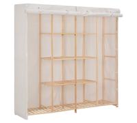 Wardrobe White Fabric & Fir Wood Frame 173x40x170 cm Dustproof Organizer Cover