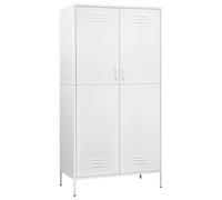 Wardrobe White Steel 90 x 50 x 180 cm with Clothes Rail and 4 Shelves, Modern Storage Space for Bedroom, Hallway, Children's Room, Compact Storage Solution for Order and Wardrobe