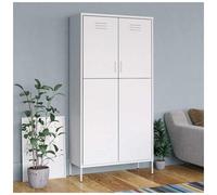 Wardrobe White Steel 90x50x180 cm with 4 Adjustable Shelves & Hanging Rod Sturdy