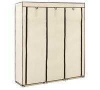 vidaXL Wardrobe with Compartments and Rods Cream Fabric Garment Organiser