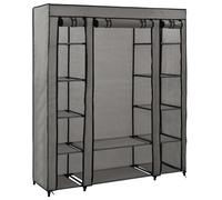 Wardrobe with Compartments&Rod Fabric Clothes Organiser Rack Grey/Cream vidaXL