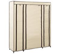 vidaXL Wardrobe with Compartments and Rods Cream Fabric Clothes Organiser