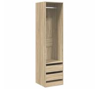 Wardrobe with Drawers Sonoma Oak Wood Material 50 x 50 x 200 cm Compact Bedroom Storage Space with Clothes Rail and Open Compartment for Order in the Dressing Room