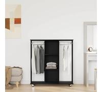 Wardrobe with Shelf Black Oak Effect Made of Wood Material 102 x 38 x 110 cm with Clothes Rail and Storage Space for Wardrobe, Bedroom, Hallway, Organiser System and Clothes