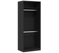 Wardrobe with Shelf Black Oak Effect Wood Material 80 x 50 x 200 cm Freestanding Bedroom Storage Space Modern with Shelves for Organiser System and Storage