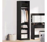 Wardrobe with Shelf, Black Oak Look, 50 x 50 x 200 cm, Wood Composite Modern Bedroom Storage Space, Compact Storage with Shelves and Clothes Rail
