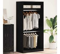 vidaXL Wardrobe with Shelf Black Oak 100 x 50 x 200 cm Engineered Wood