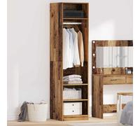 Wardrobe with Shelf Reclaimed Wood Material 50 x 50 x 200 cm Freestanding with Storage Space, Shelves, Drawers and Clothes Rail for Bedroom and Hallway Order